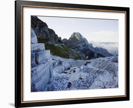 Blocks Being Cut in a Marble Quarry Used By Michaelangelo, Apuan Alps, Tuscany, Italy, Europe-Christian Kober-Framed Photographic Print