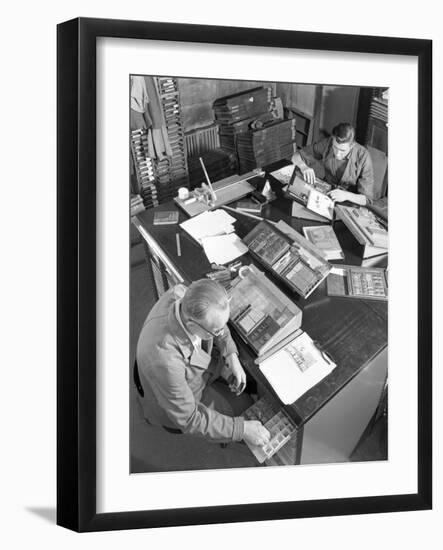 Blocks Being Made Up at a Printing Company, Mexborough, South Yorkshire, 1959-Michael Walters-Framed Photographic Print