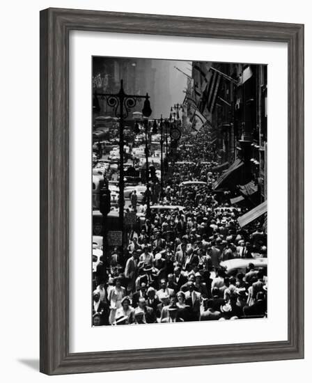 Blocks of Pedestrians Jamming the Sidewalks-Andreas Feininger-Framed Photographic Print