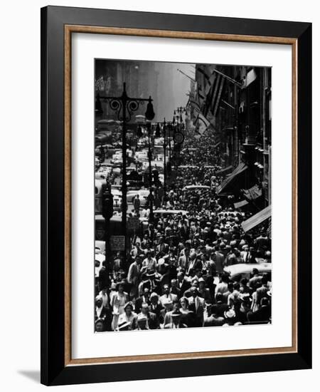 Blocks of Pedestrians Jamming the Sidewalks-Andreas Feininger-Framed Photographic Print