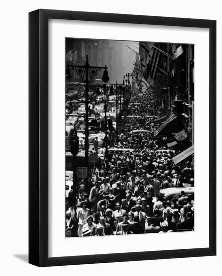 Blocks of Pedestrians Jamming the Sidewalks-Andreas Feininger-Framed Photographic Print