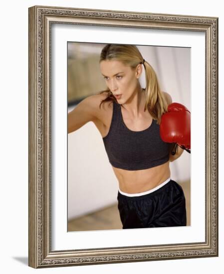 Blond in Boxing Gloves-null-Framed Photographic Print