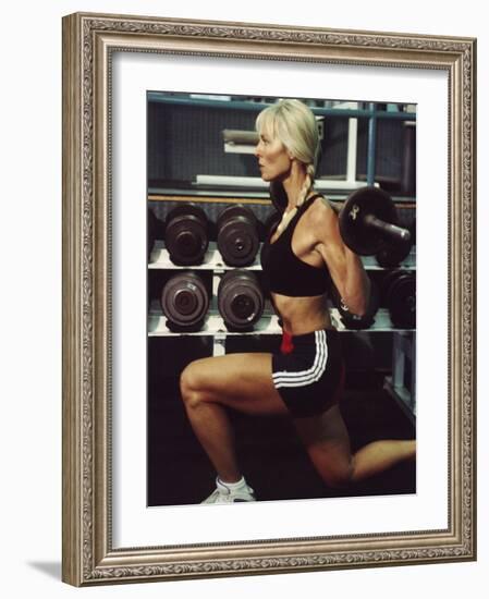 Blond Woman Weight Training-null-Framed Photographic Print