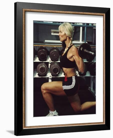 Blond Woman Weight Training-null-Framed Photographic Print