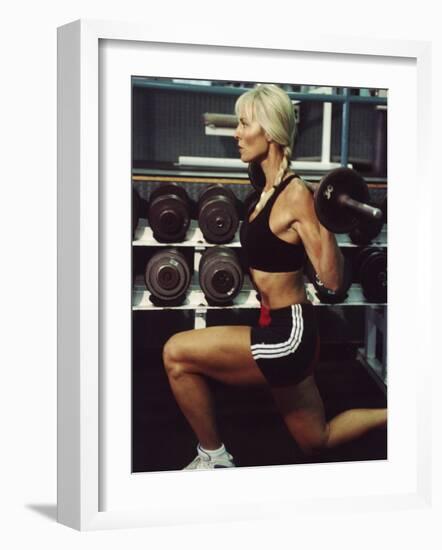 Blond Woman Weight Training-null-Framed Photographic Print