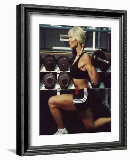 Blond Woman Weight Training-null-Framed Photographic Print