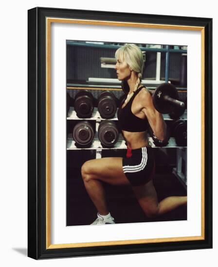 Blond Woman Weight Training-null-Framed Photographic Print