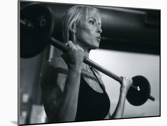 Blond Woman Weight Training-null-Mounted Photographic Print