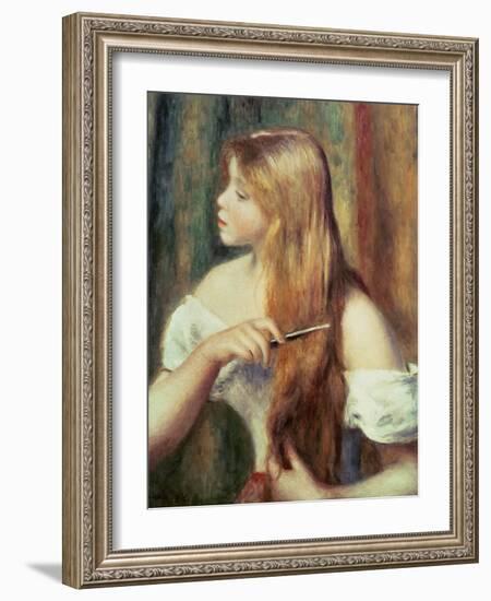 Blonde Girl Combing Her Hair, 1894-Pierre-Auguste Renoir-Framed Giclee Print