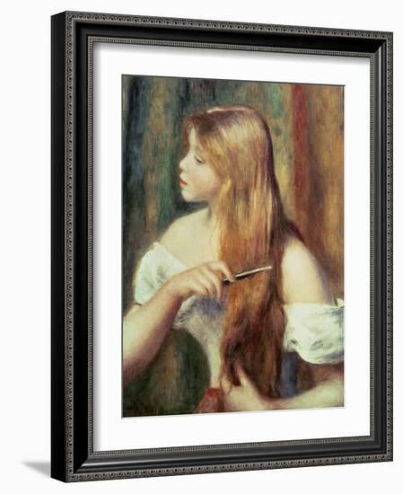 Blonde Girl Combing Her Hair, 1894-Pierre-Auguste Renoir-Framed Giclee Print