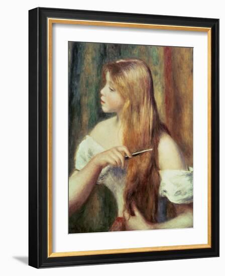 Blonde Girl Combing Her Hair, 1894-Pierre-Auguste Renoir-Framed Giclee Print