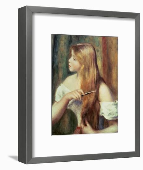 Blonde Girl Combing Her Hair, 1894-Pierre-Auguste Renoir-Framed Premium Giclee Print