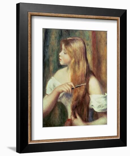 Blonde Girl Combing Her Hair, 1894-Pierre-Auguste Renoir-Framed Premium Giclee Print