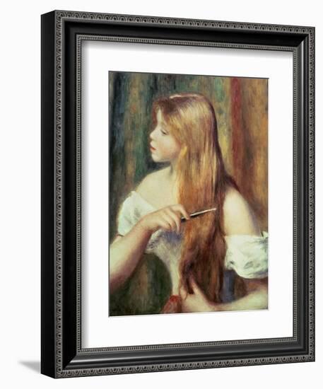 Blonde Girl Combing Her Hair, 1894-Pierre-Auguste Renoir-Framed Premium Giclee Print