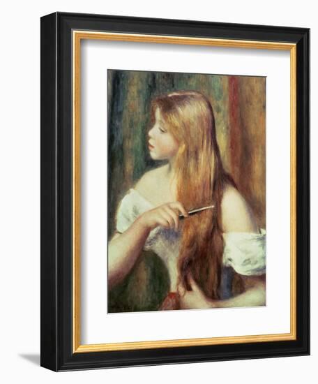 Blonde Girl Combing Her Hair, 1894-Pierre-Auguste Renoir-Framed Premium Giclee Print