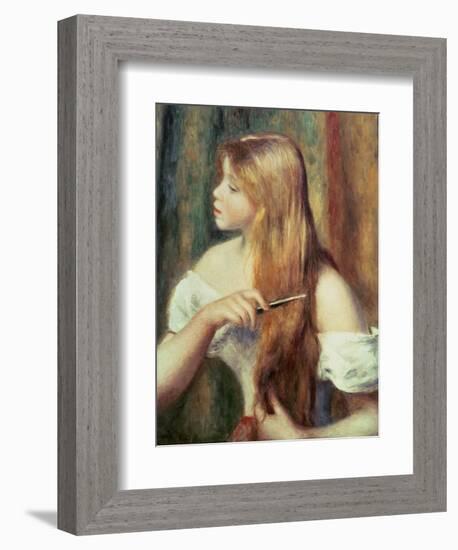Blonde Girl Combing Her Hair, 1894-Pierre-Auguste Renoir-Framed Giclee Print
