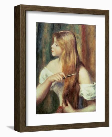 Blonde Girl Combing Her Hair, 1894-Pierre-Auguste Renoir-Framed Giclee Print