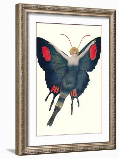 Blonde Lady as Butterfly-null-Framed Art Print