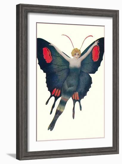 Blonde Lady as Butterfly-null-Framed Art Print