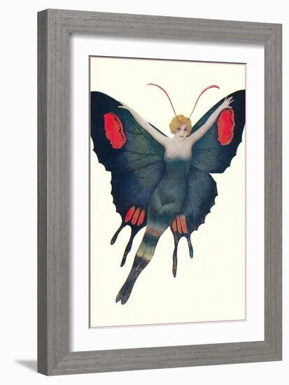 Blonde Lady as Butterfly-null-Framed Art Print