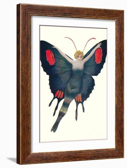 Blonde Lady as Butterfly-null-Framed Art Print