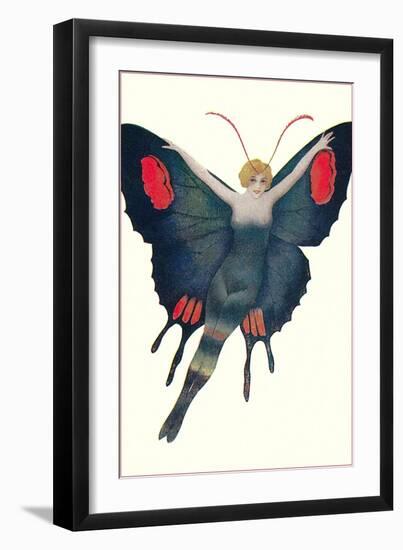 Blonde Lady as Butterfly-null-Framed Art Print