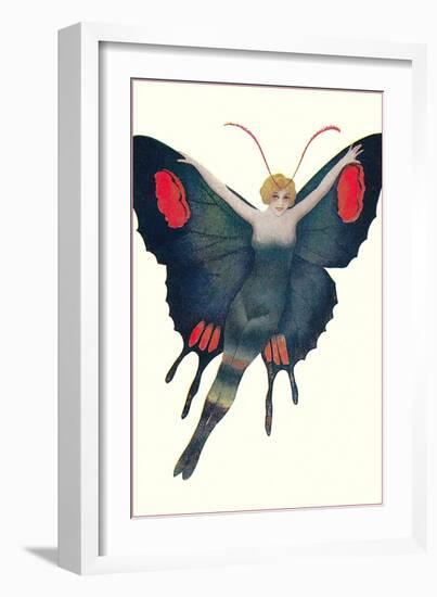 Blonde Lady as Butterfly-null-Framed Art Print