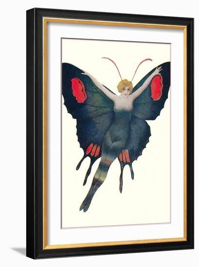 Blonde Lady as Butterfly-null-Framed Art Print