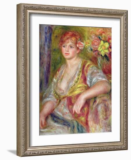 Blonde Woman with a Rose, c.1915-17-Pierre-Auguste Renoir-Framed Giclee Print