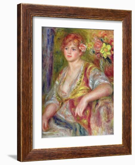 Blonde Woman with a Rose, c.1915-17-Pierre-Auguste Renoir-Framed Giclee Print