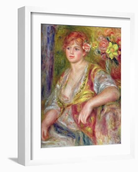 Blonde Woman with a Rose, c.1915-17-Pierre-Auguste Renoir-Framed Giclee Print