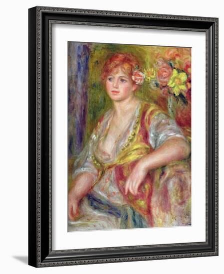 Blonde Woman with a Rose, c.1915-17-Pierre-Auguste Renoir-Framed Giclee Print