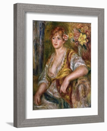 Blonde Woman with a Rose-Pierre-Auguste Renoir-Framed Art Print