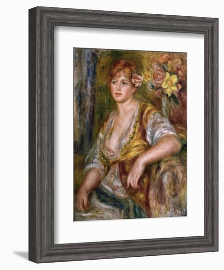 Blonde Woman with a Rose-Pierre-Auguste Renoir-Framed Art Print