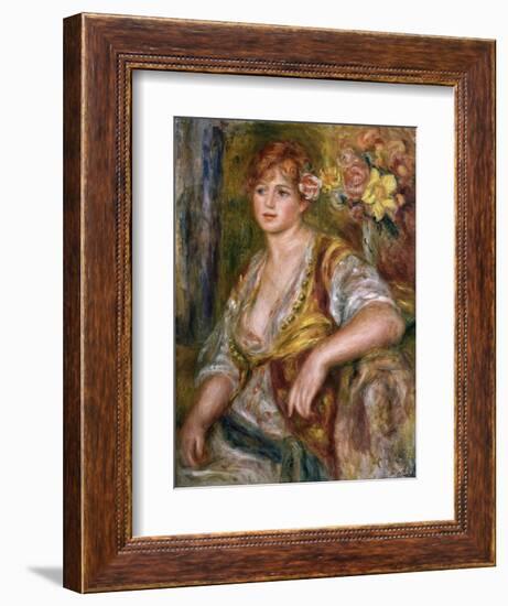 Blonde Woman with a Rose-Pierre-Auguste Renoir-Framed Art Print