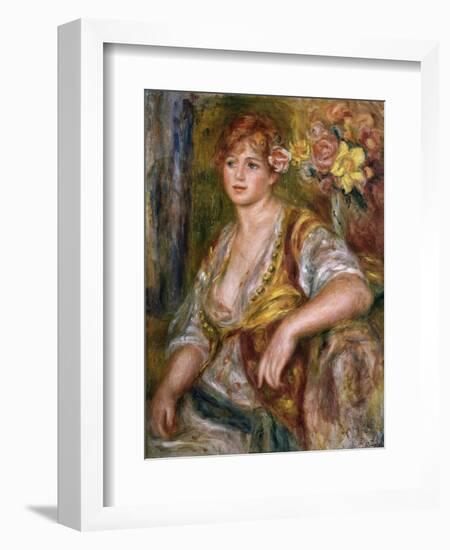 Blonde Woman with a Rose-Pierre-Auguste Renoir-Framed Art Print