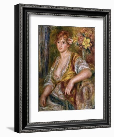 Blonde Woman with a Rose-Pierre-Auguste Renoir-Framed Art Print