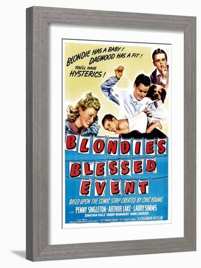 Blondie's Blessed Event, Penny Singleton, Arthur Lake, Daisy, Larry Simms, 1942-null-Framed Art Print