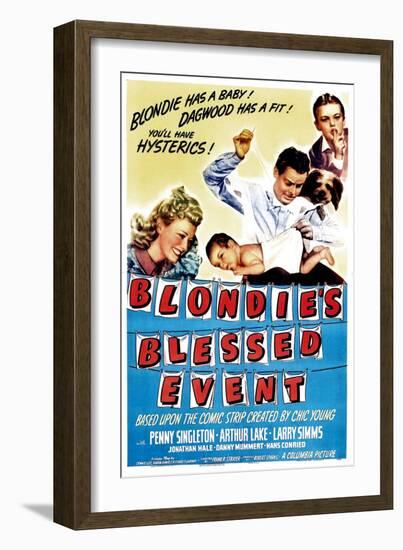 Blondie's Blessed Event, Penny Singleton, Arthur Lake, Daisy, Larry Simms, 1942-null-Framed Art Print