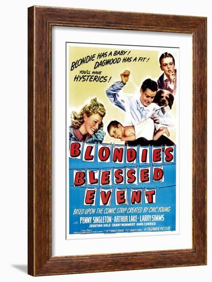 Blondie's Blessed Event, Penny Singleton, Arthur Lake, Daisy, Larry Simms, 1942-null-Framed Art Print