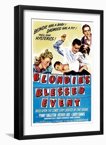 Blondie's Blessed Event, Penny Singleton, Arthur Lake, Daisy, Larry Simms, 1942-null-Framed Art Print