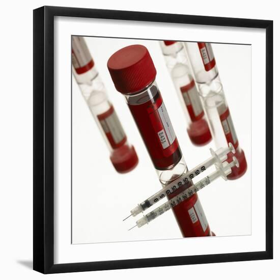 Blood Samples And Syringe-Mark Sykes-Framed Premium Photographic Print