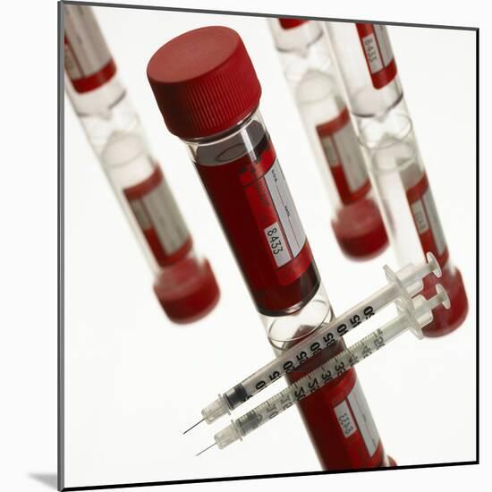 Blood Samples And Syringe-Mark Sykes-Mounted Premium Photographic Print