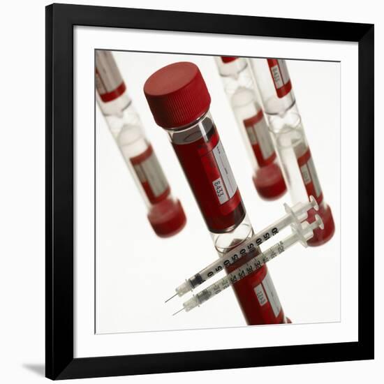 Blood Samples And Syringe-Mark Sykes-Framed Photographic Print