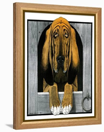 Bloodhound in Doghouse-Paul Bransom-Framed Premier Image Canvas