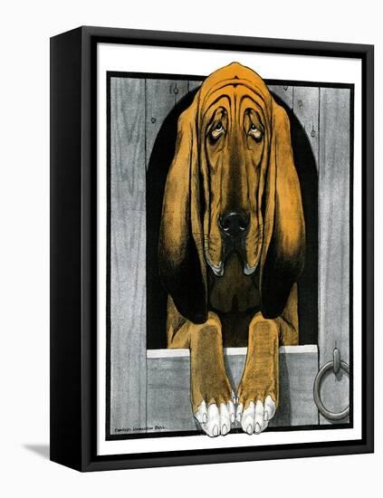 Bloodhound in Doghouse-Paul Bransom-Framed Premier Image Canvas