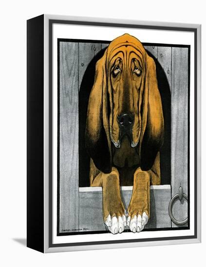 Bloodhound in Doghouse-Paul Bransom-Framed Premier Image Canvas