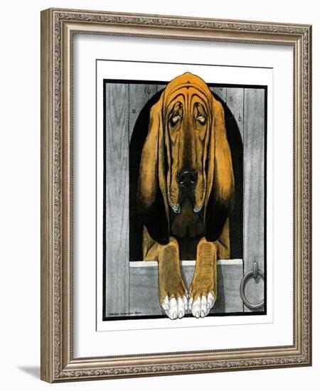 Bloodhound in Doghouse-Paul Bransom-Framed Giclee Print