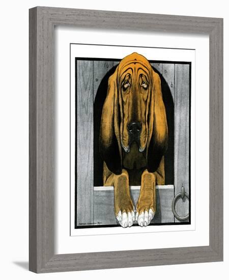 Bloodhound in Doghouse-Paul Bransom-Framed Giclee Print