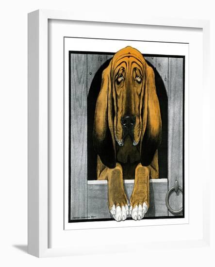 Bloodhound in Doghouse-Paul Bransom-Framed Giclee Print